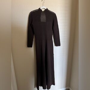 Vintage St. John Bullocks Willshire Long Sleeve Knit Crochet Lace Maxi Dress